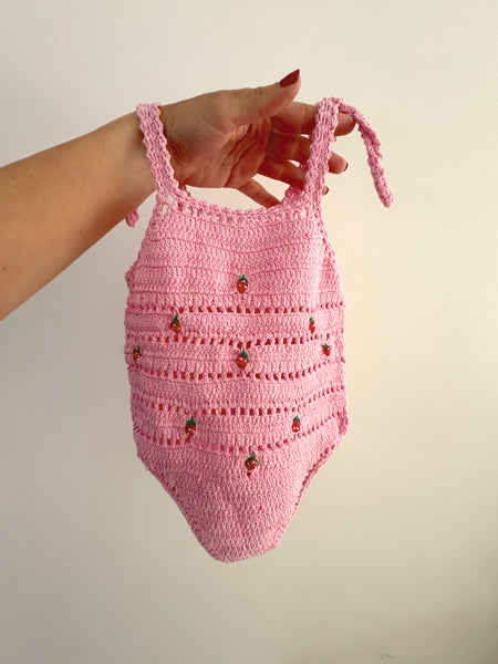 STRAWBERRIES CROCHET BODYSUIT. Preorder. 2 weeks wait