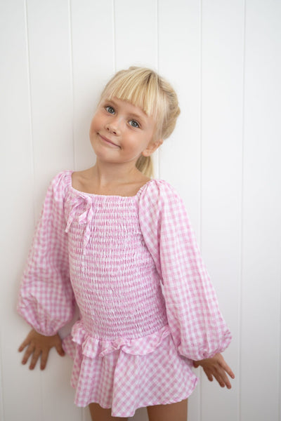 LONG SLEEVE GINGHAM DRESS